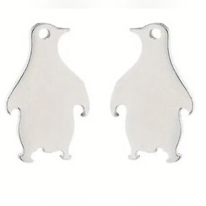 Silver Tone Penguin Stud Earrings 0.2 x 0.4
